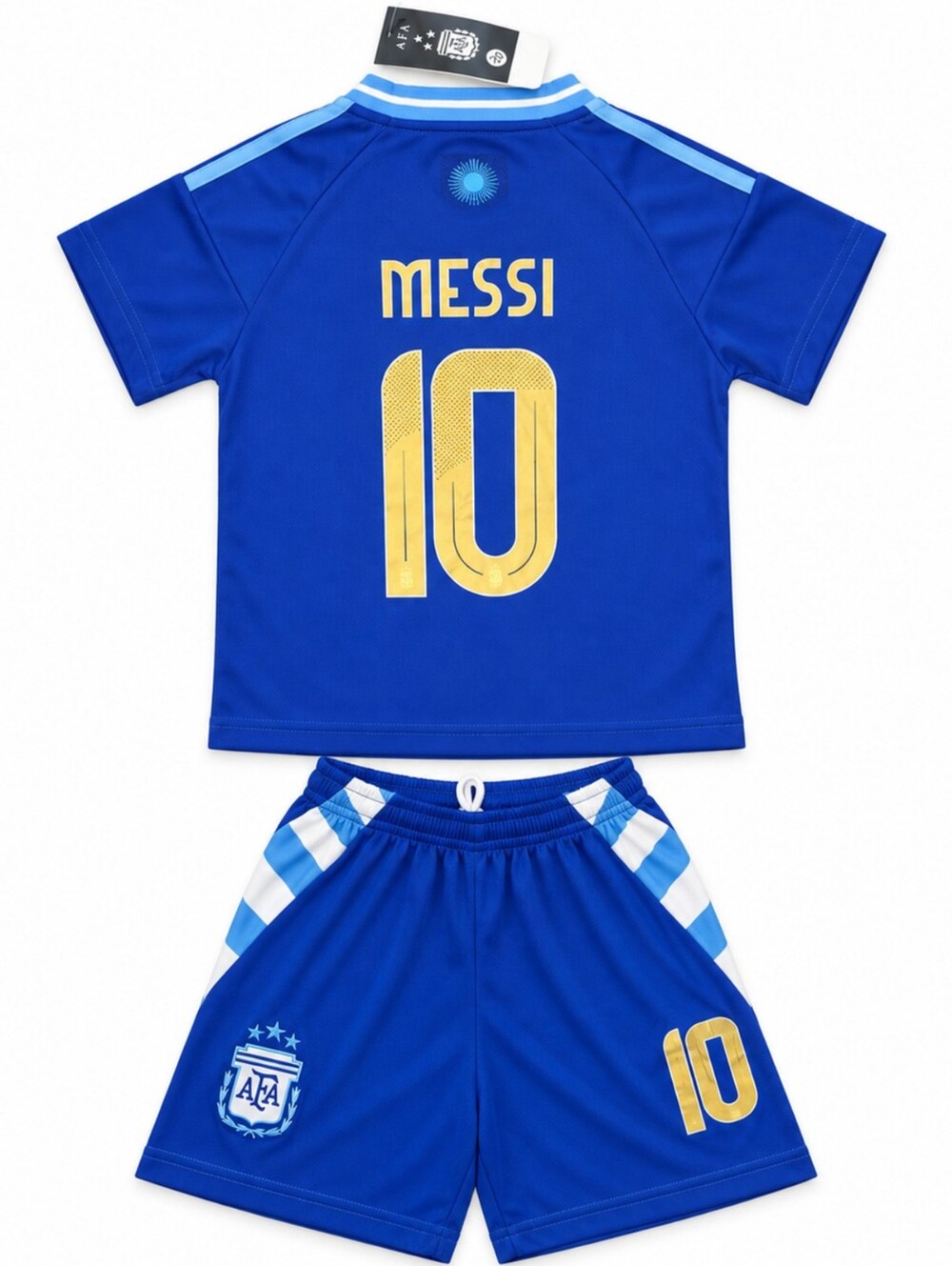 Kids Messi #10 Argentina Blue Unisex Soccer Jersey Shorts Set Youth New